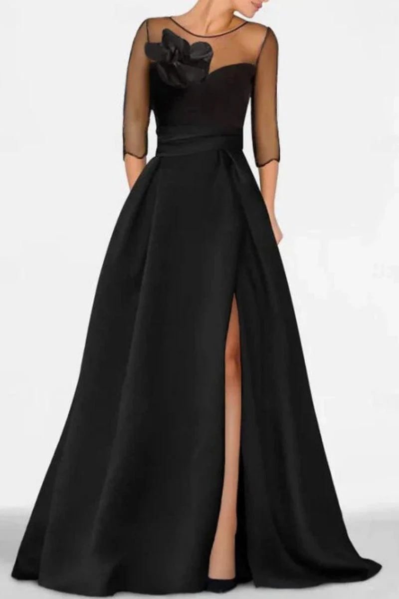 A Line Sweetheart 3/4 Sleeves High Split Mother Dresses CM0338