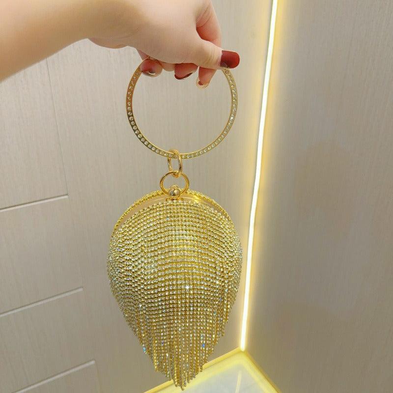 Rhinestone lady bag fringe bag party bag 786140693461
