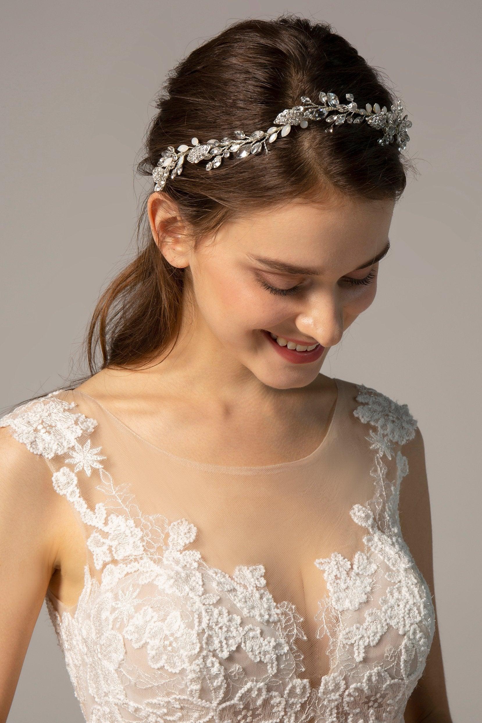 Alloy Headpieces with Rhinestone and Opal CH0274
