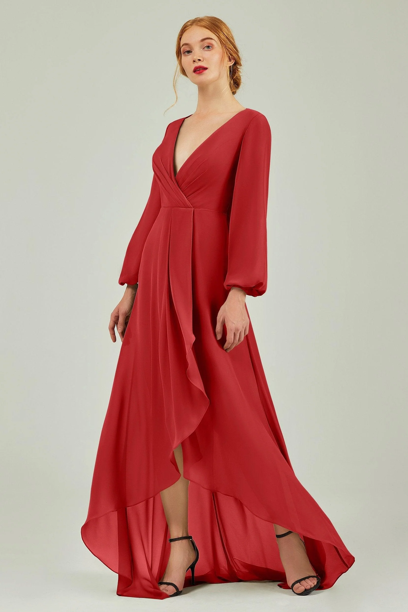 Asymmetrical Sweep-Brush Chiffon Bridesmaid Dress Formal Dresses CB0239