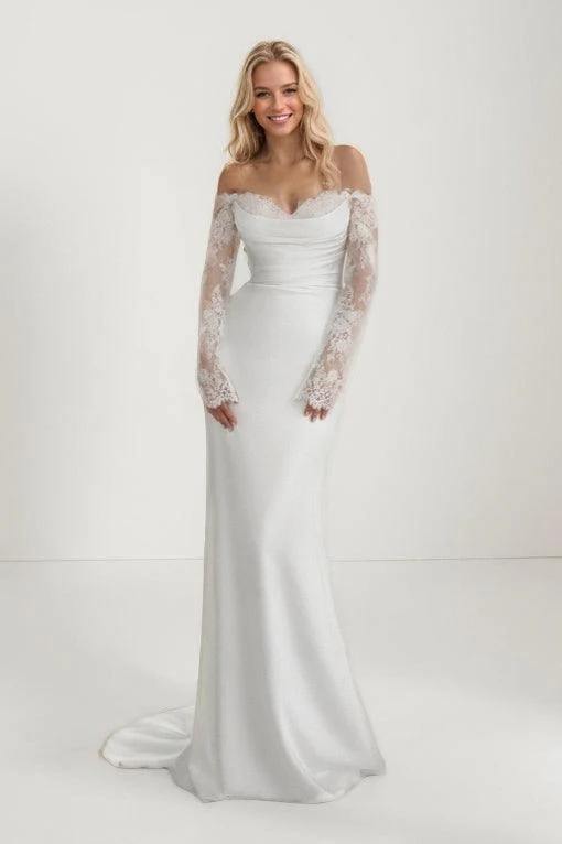 Mermaid Sweep-Brush Train Lace Satin Wedding Dress CW3446
