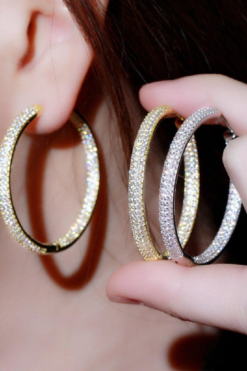 Zircon plated round earrings 641798255069