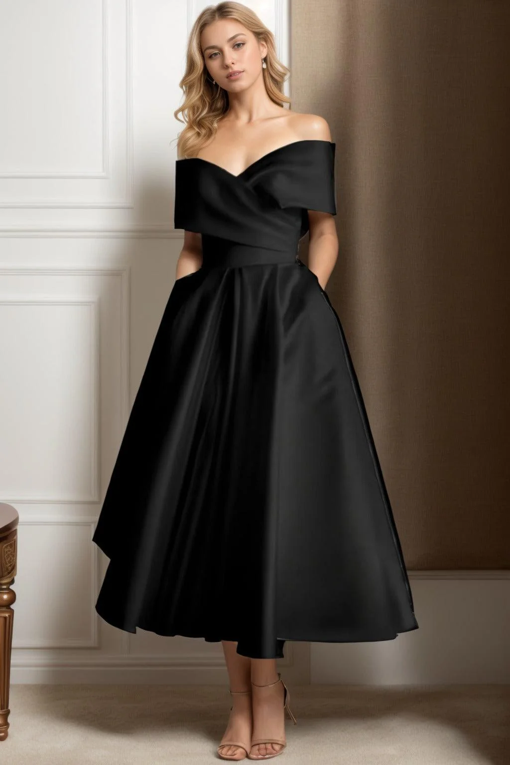 A-Line Ankle Length Satin Graduation Dresses CS0564