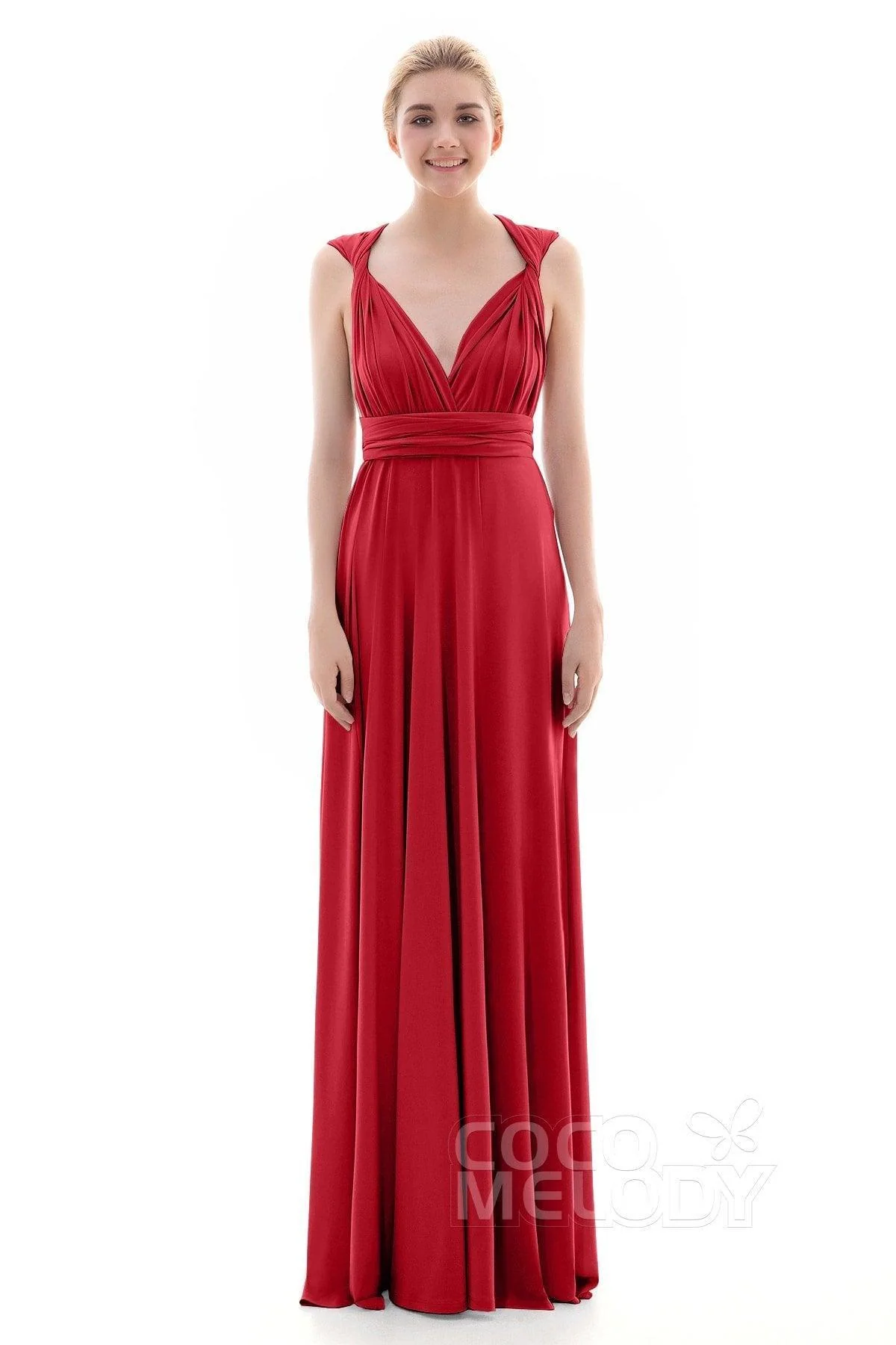 Sheath Floor Length Knitted Bridesmaid Dress COEF16001
