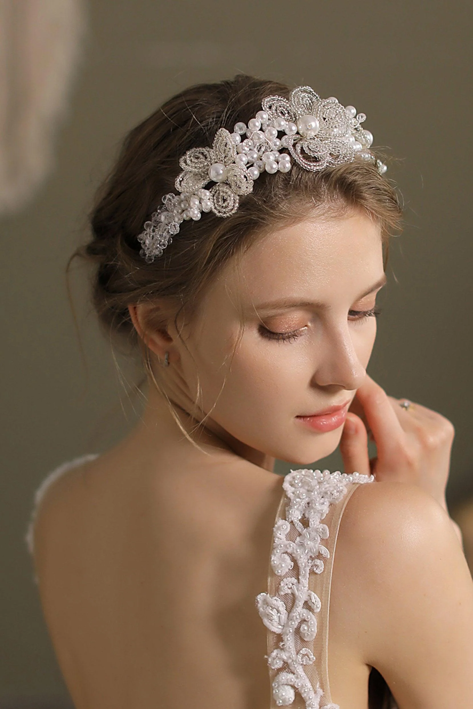Alloy Headbands with Imitation Pearl CH0361