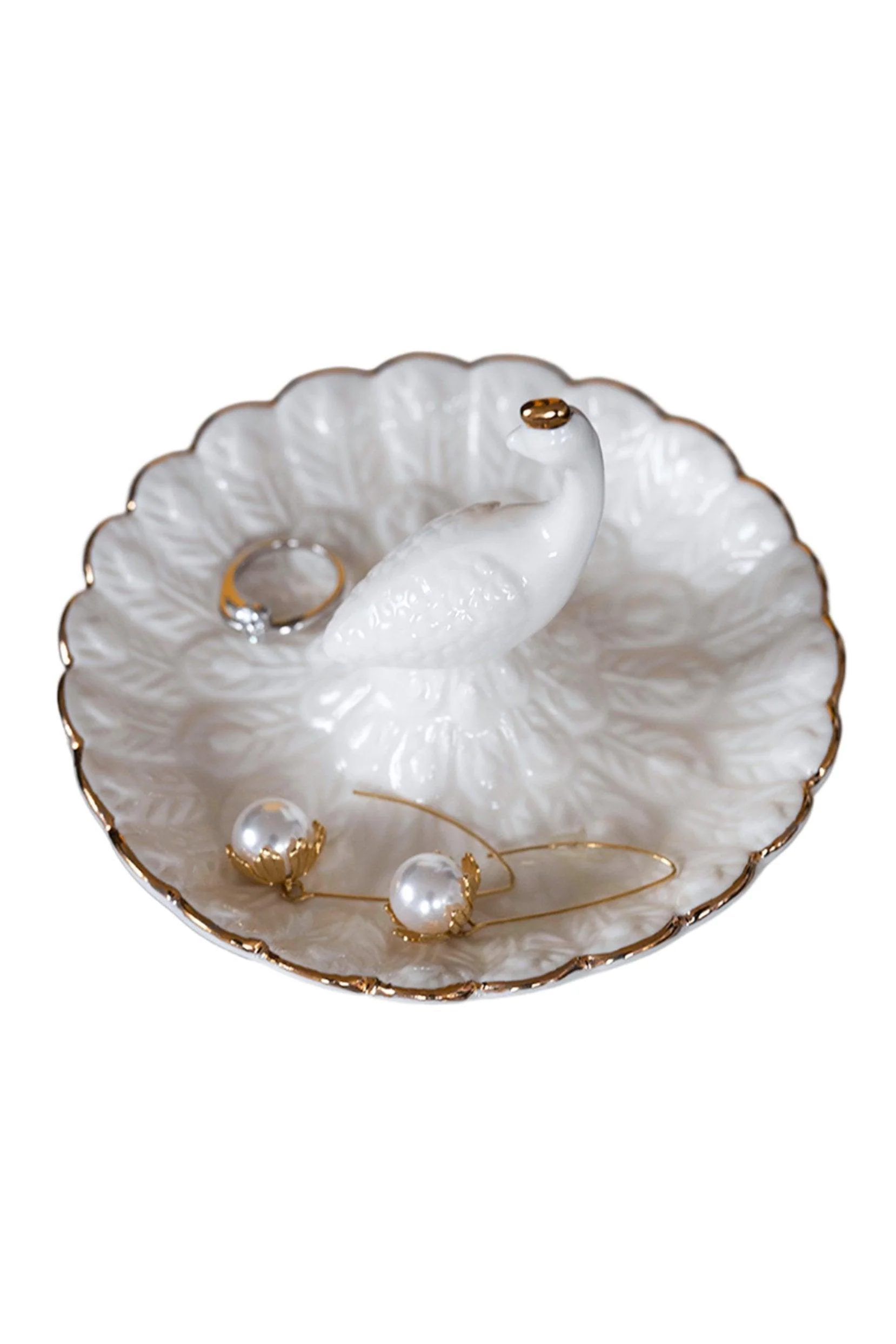 Ceramic Peacock Jewelry Ring Dishe CGF0194 (Set of 1 pcs)