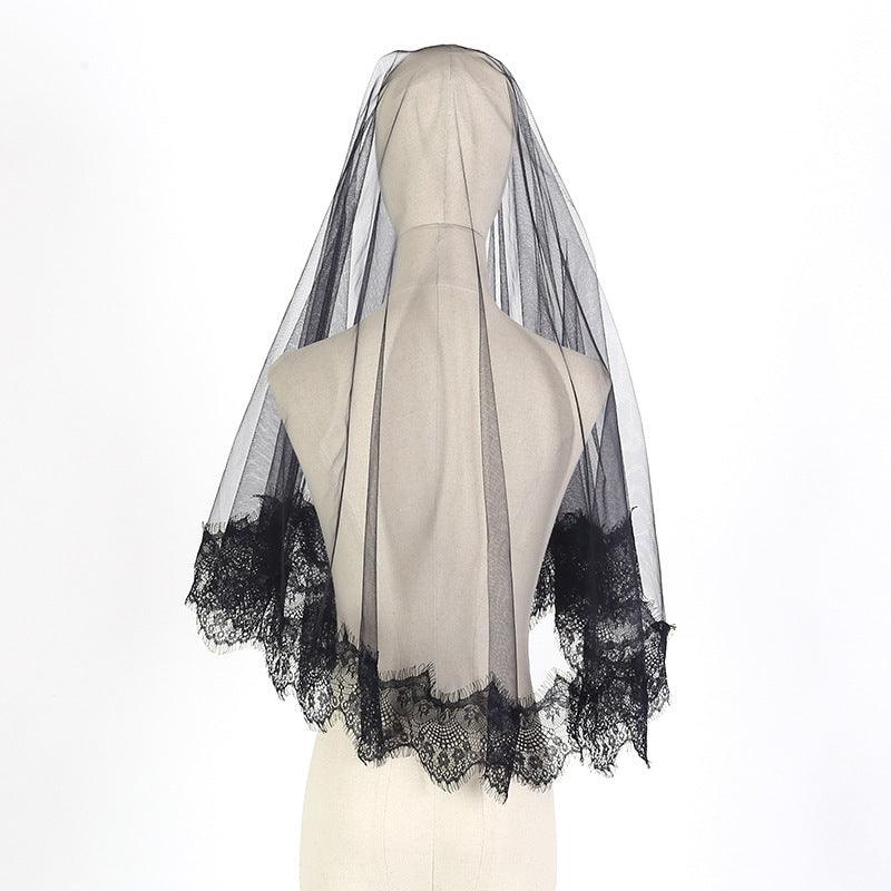 Halloween Headwear Ghost Bridal Veil Black Short 639063655722