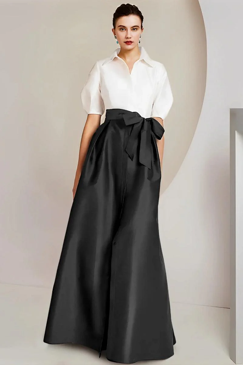 A Line Shirt Collar Short Sleeves Floor Length 2 pieces Mother Dresses CM0347