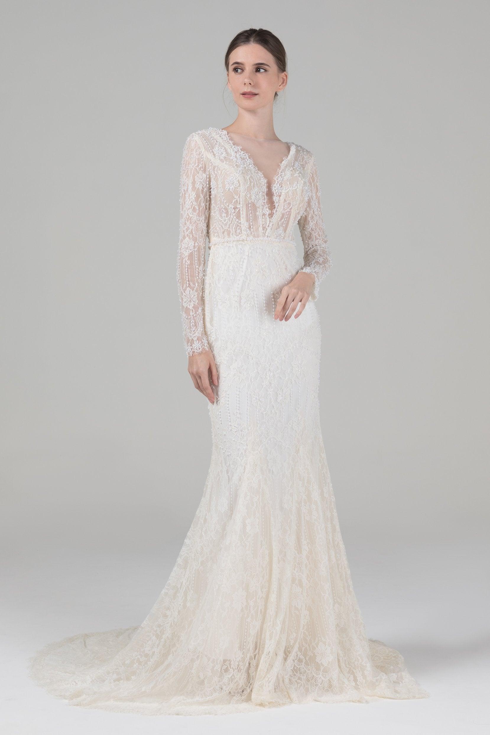 Mermaid Court Train Lace Wedding Dress CW2579