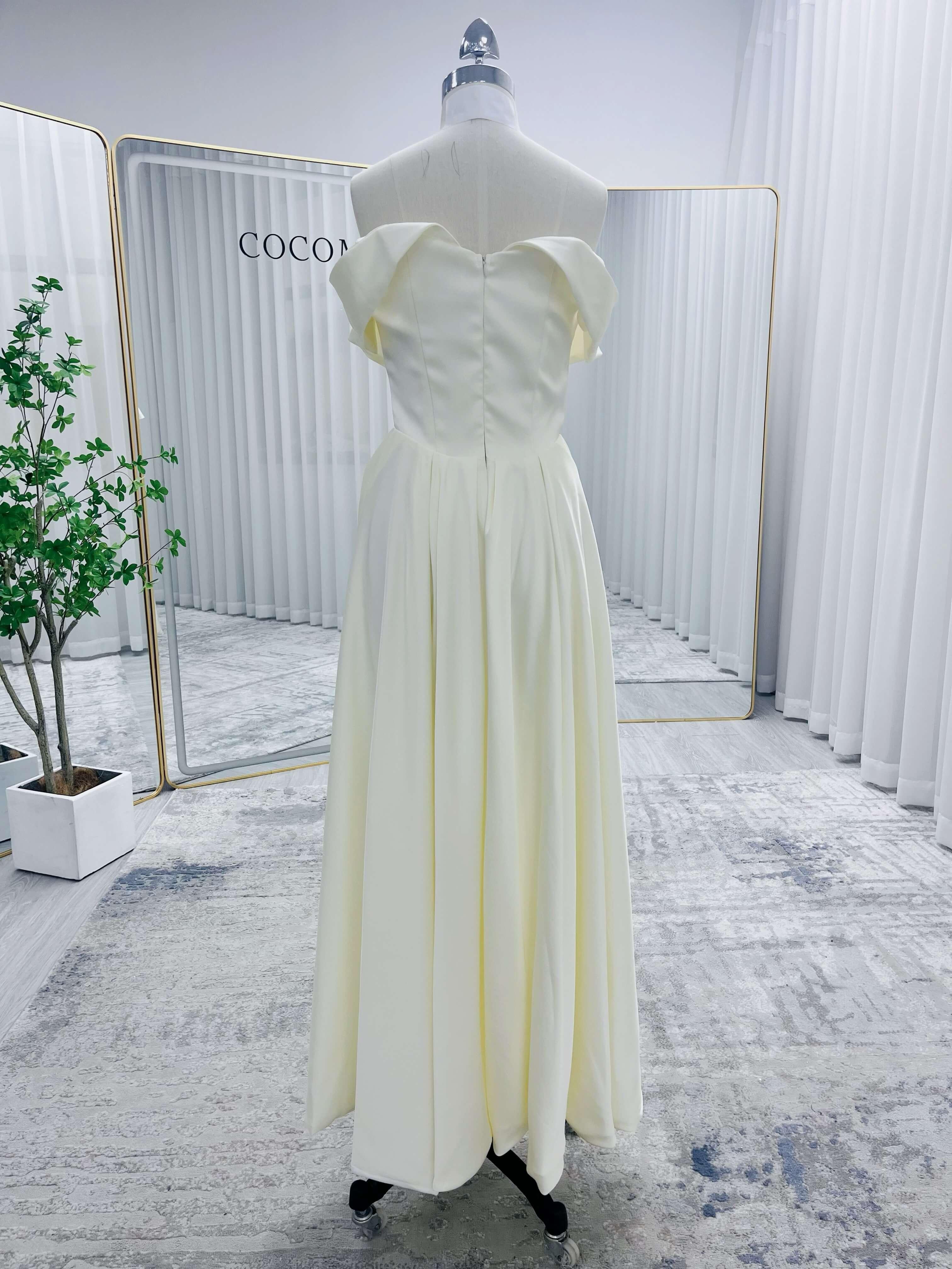 Sheath-Column Stretch Satin Wedding Dress 856701119408