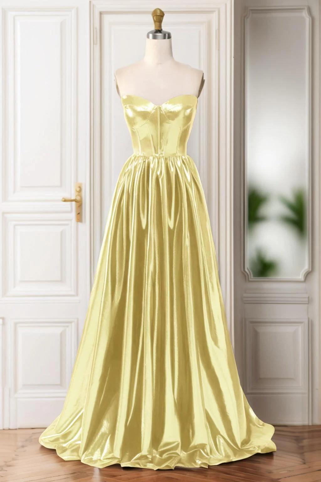 A-Line Sweep-Brush Train Hot Stamping Cloth Prom Dress CS0446