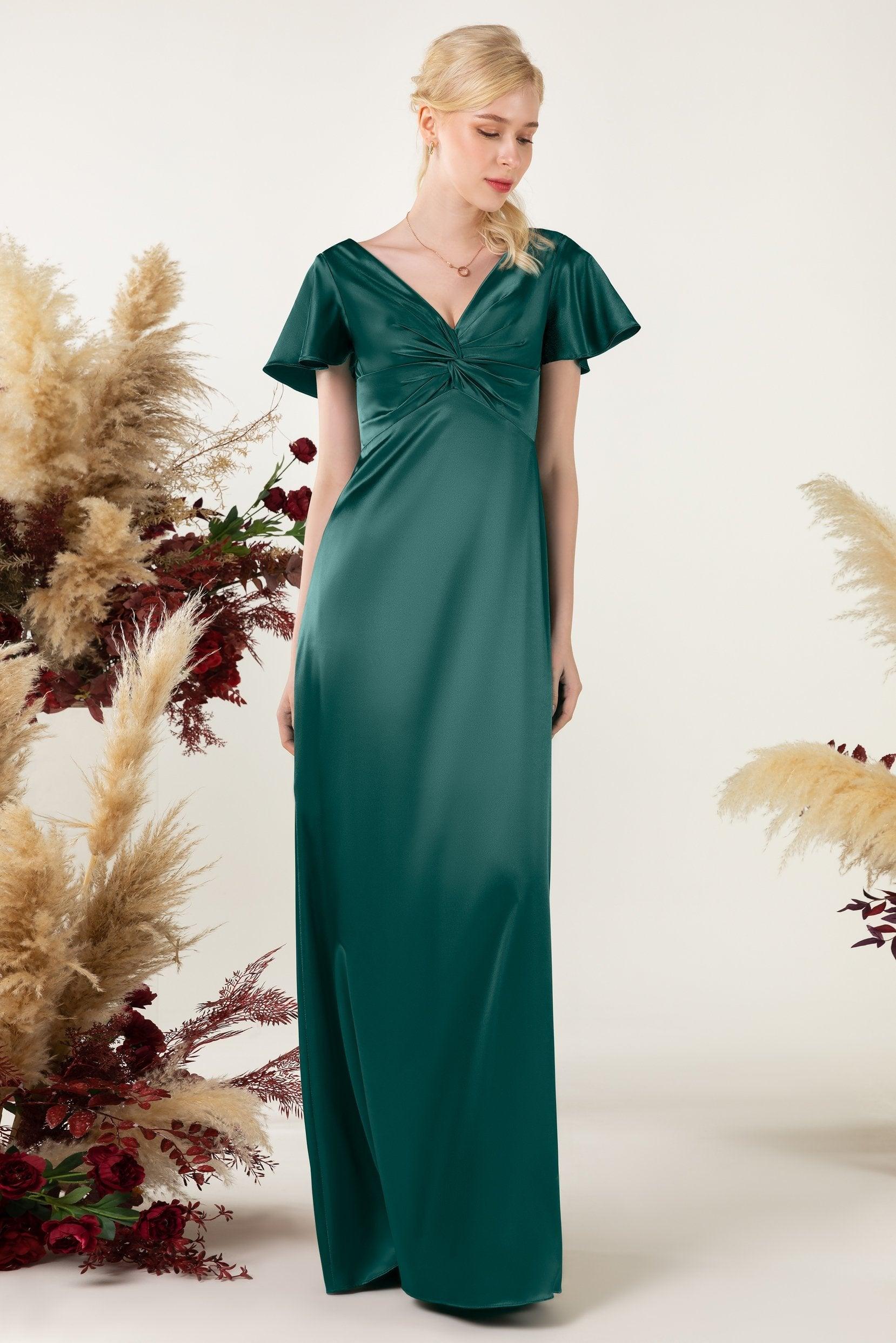 Sheath Sweep Luxe Satin Bridesmaid Dress Formal Dresses CB0504