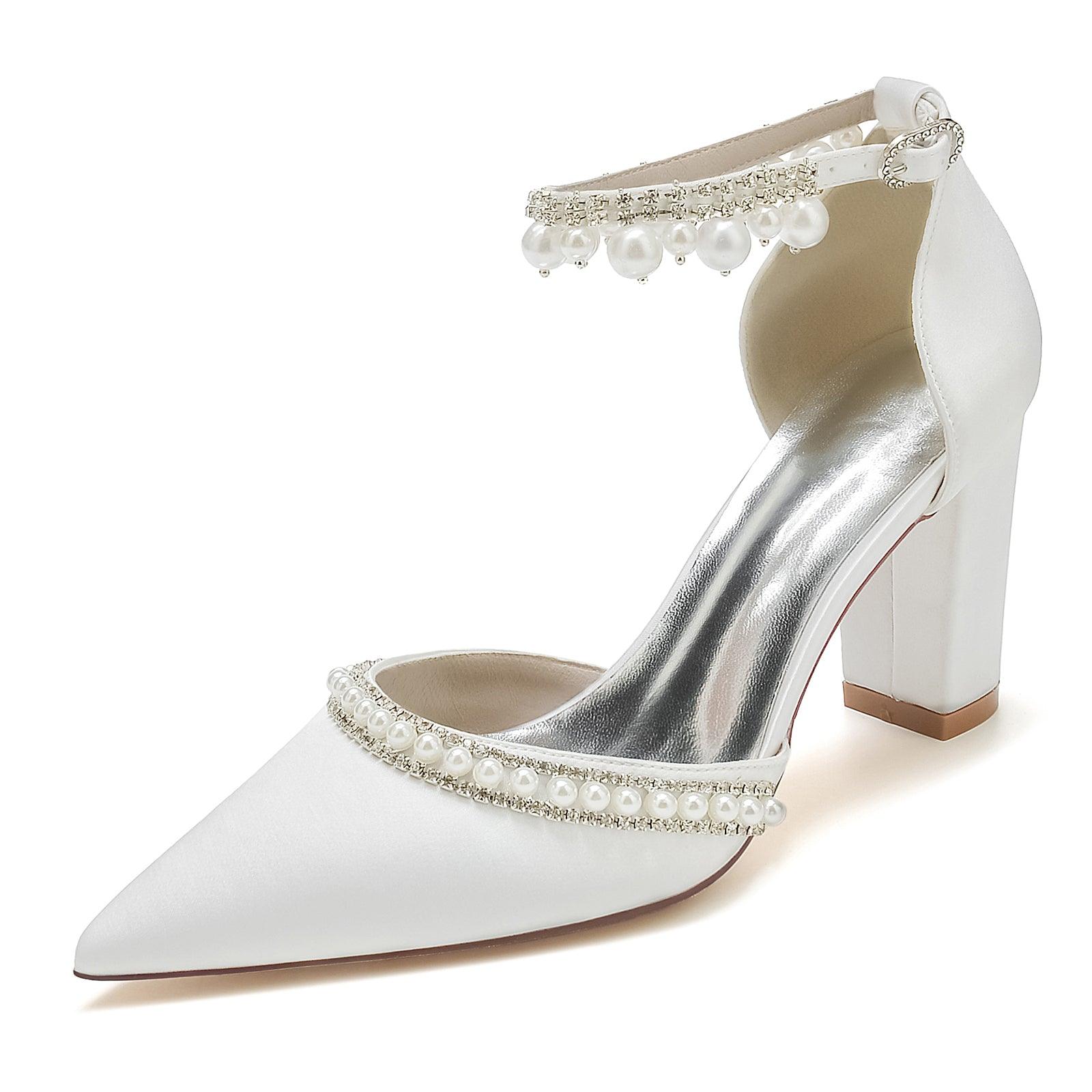 Chunky Heel 8.5cm Silk-Like Shoes CK0190