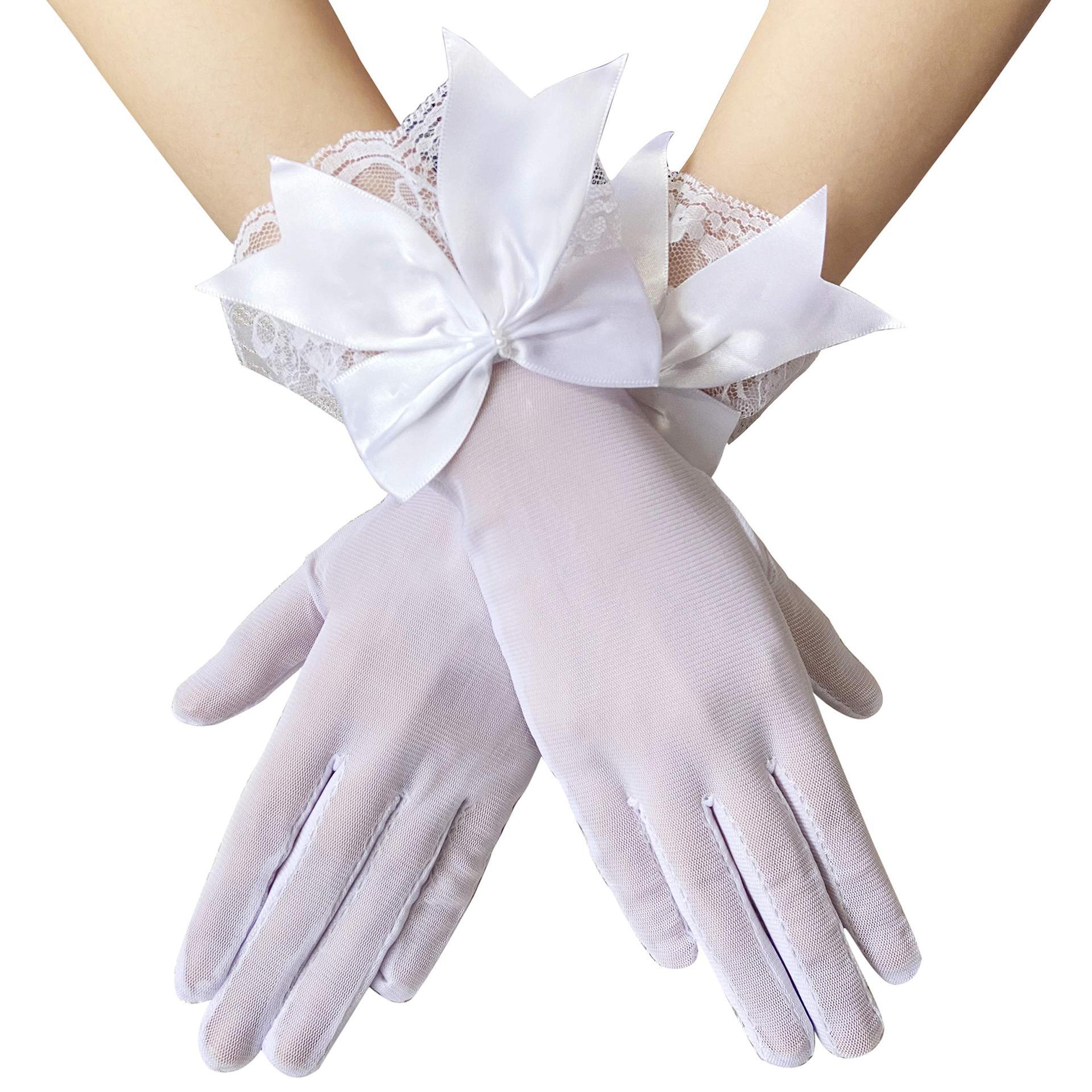 Mesh Gloves Hand-Decorated Lace Lace Bow Short Style Gloves 670423584870