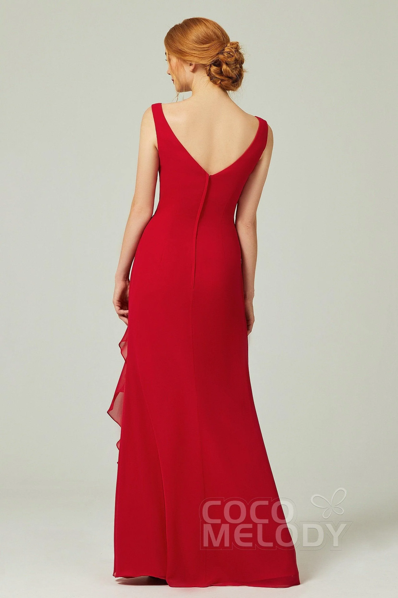 Sheath-Column Floor Length Chiffon Bridesmaid Dress Formal Dresses CB0344PS