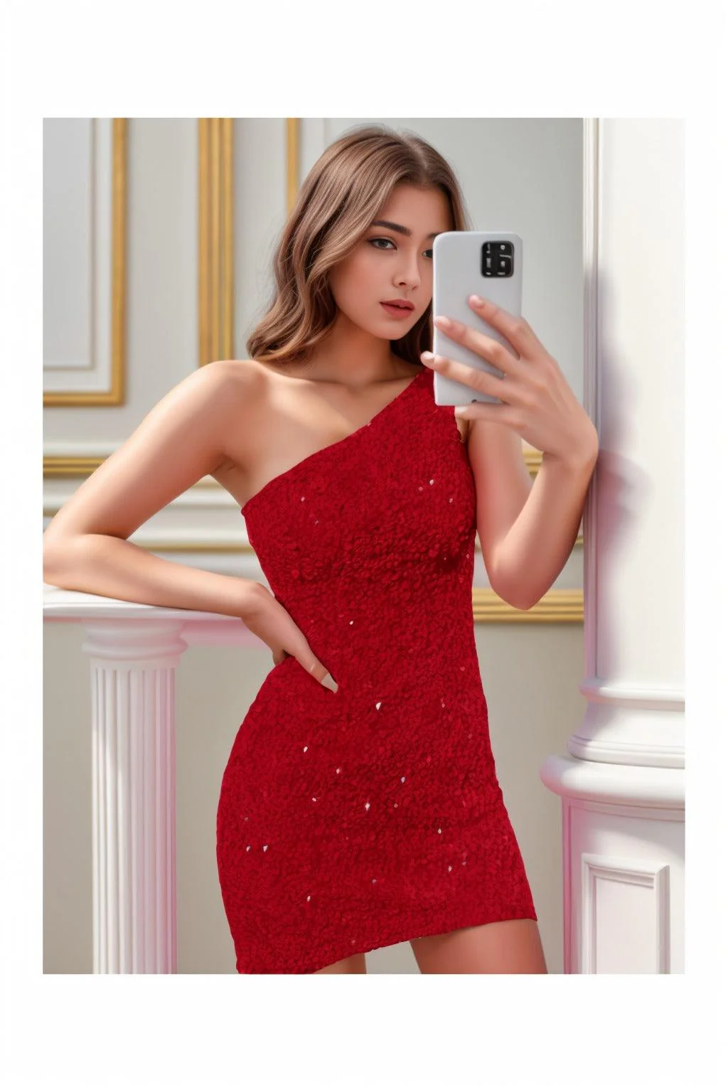 Sheath-Column Short-Mini Sequined Homecoming Dresses CS0530