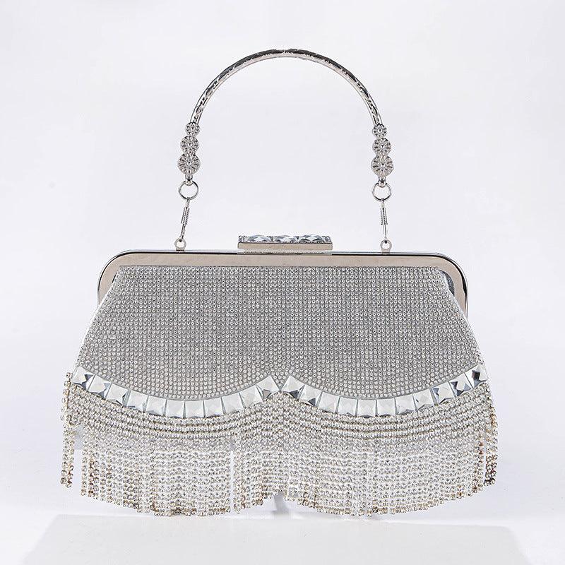 Rhinestone fringe evening bag 788222596906