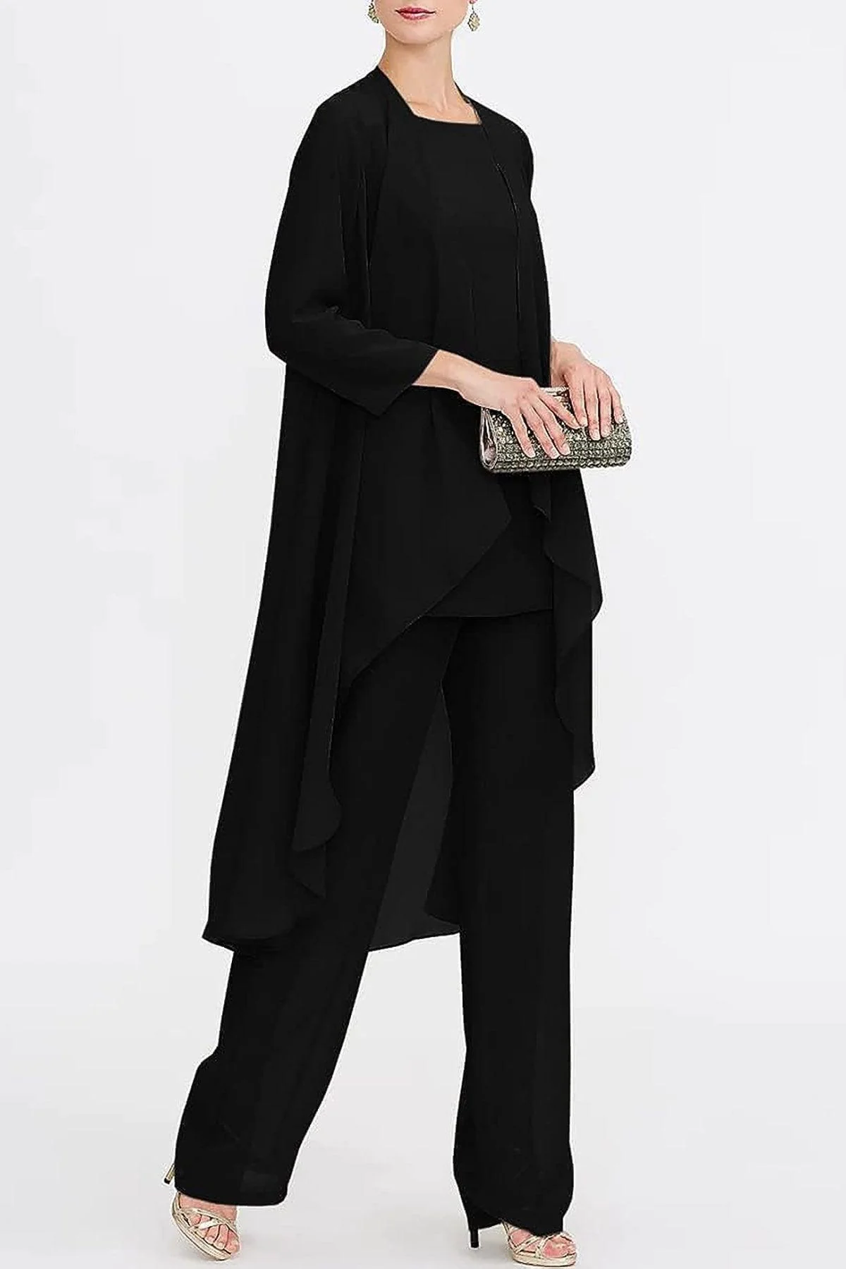 Three-Piece Floor Length Chiffon Mother Dress CM0074