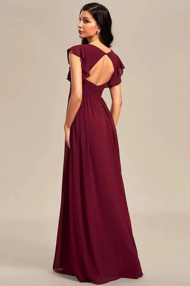 A-Line Floor Length Chiffon Bridesmaid Dress CB0693