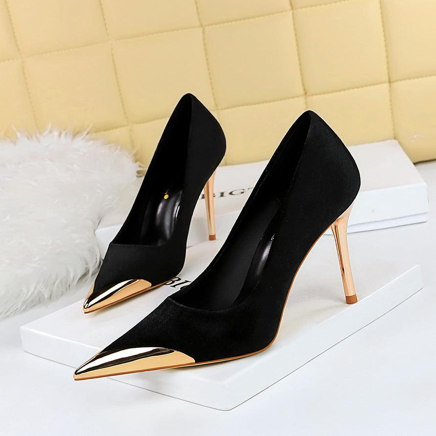 Metallic Pointed Toe Stiletto Heels 718321941230