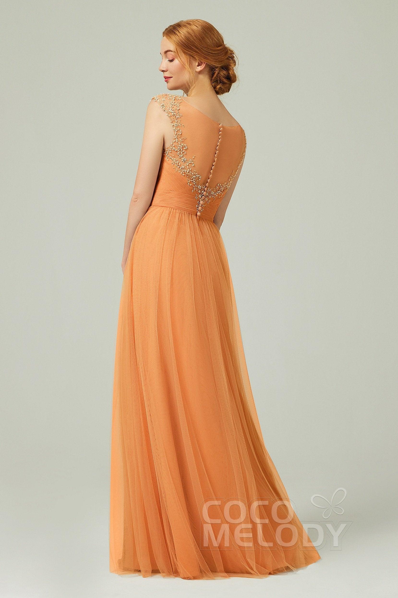 A-Line Floor Length Tulle Bridesmaid Dress CB0313PS