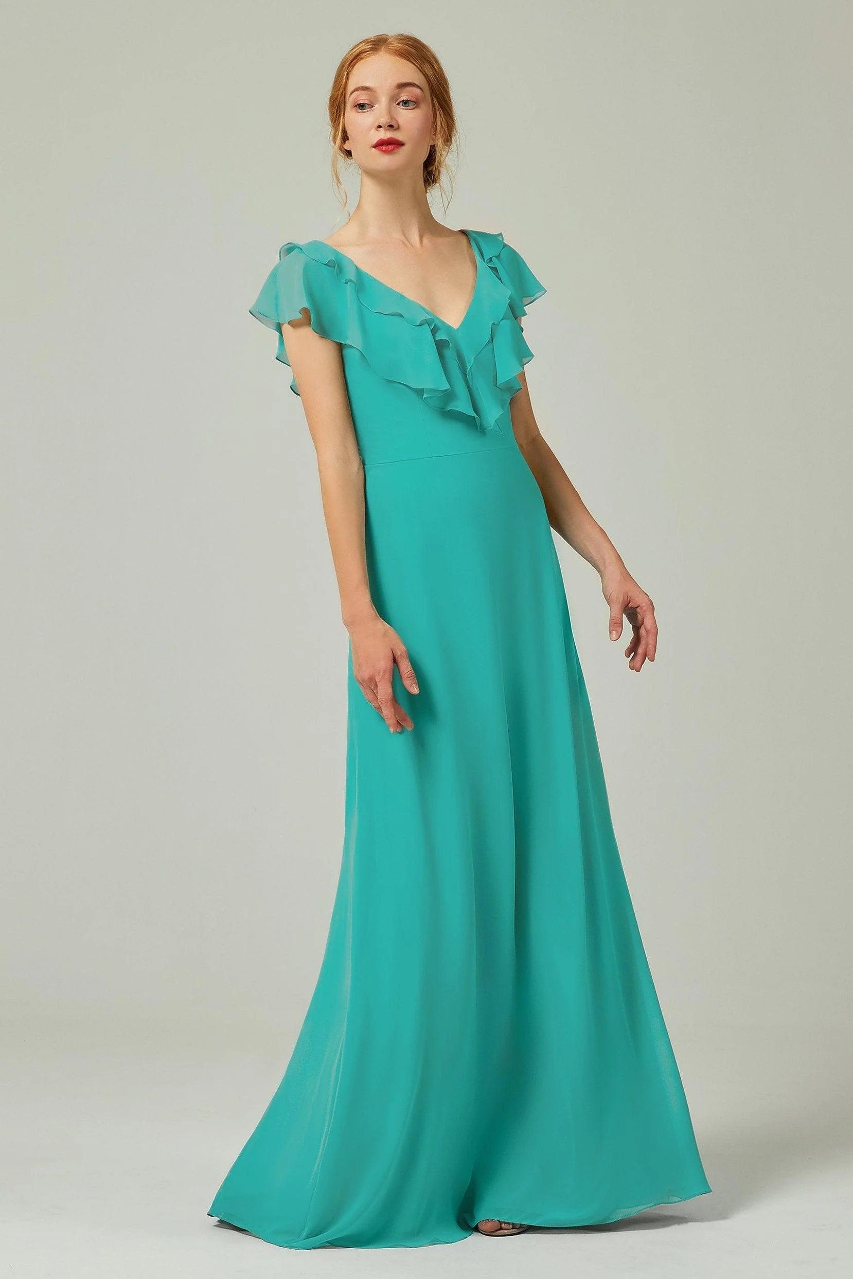 A-Line Floor Length Chiffon Bridesmaid Dress CB0323