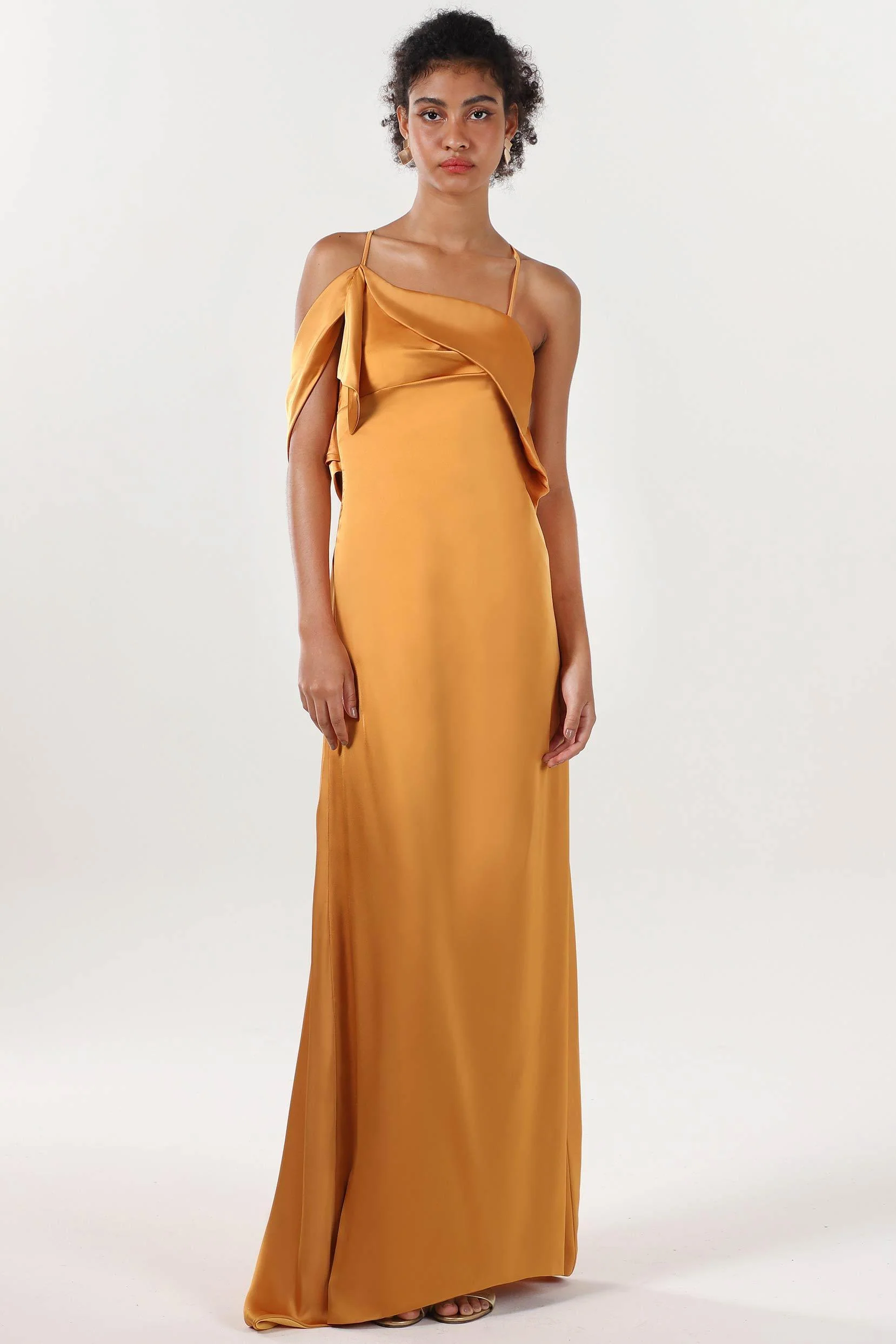 Sheath-Column Sweep-Brush Train Luxe Satin Formal Dress CS0598