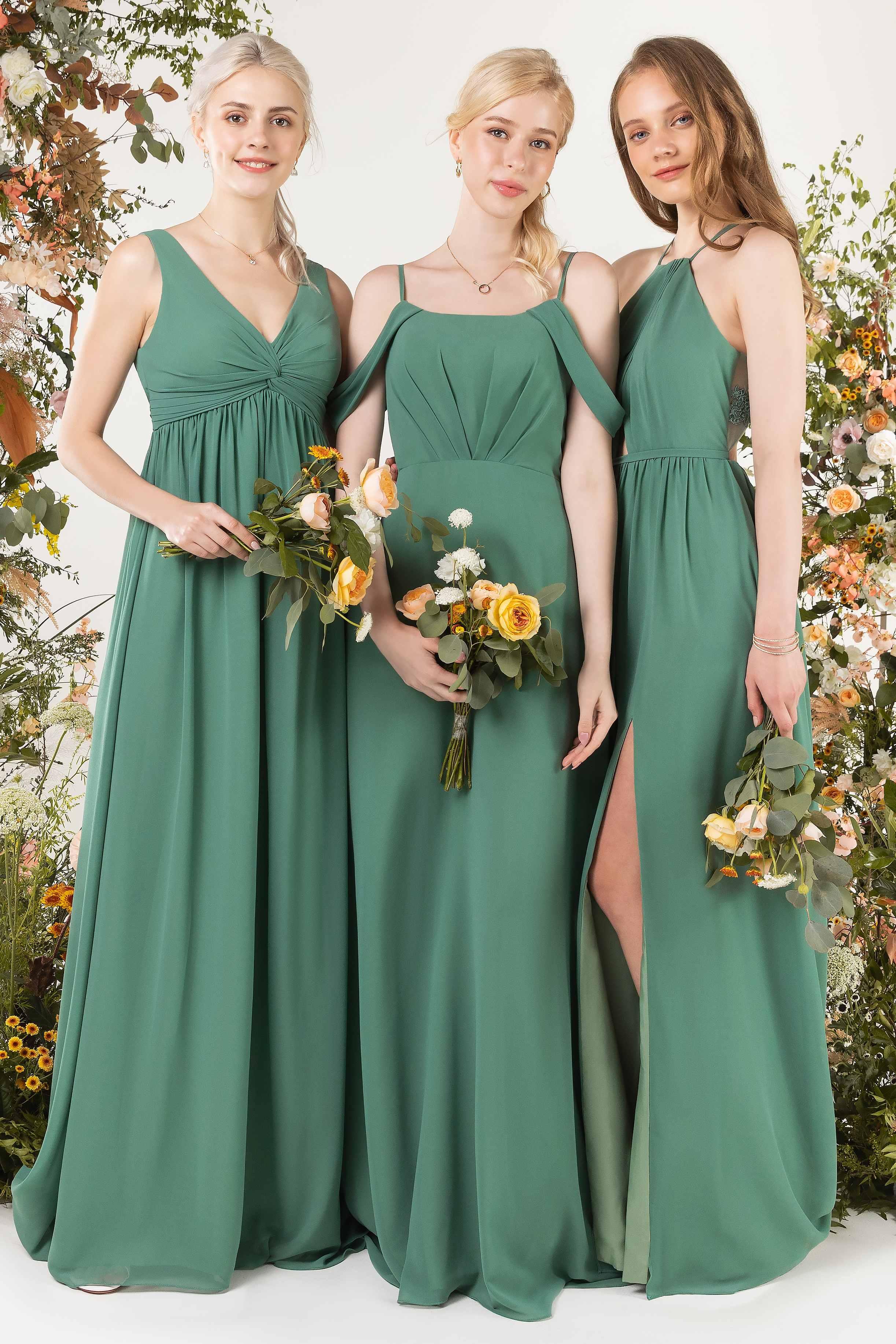 Sheath Sweep-Brush Train Chiffon Bridesmaid Dress CB0453