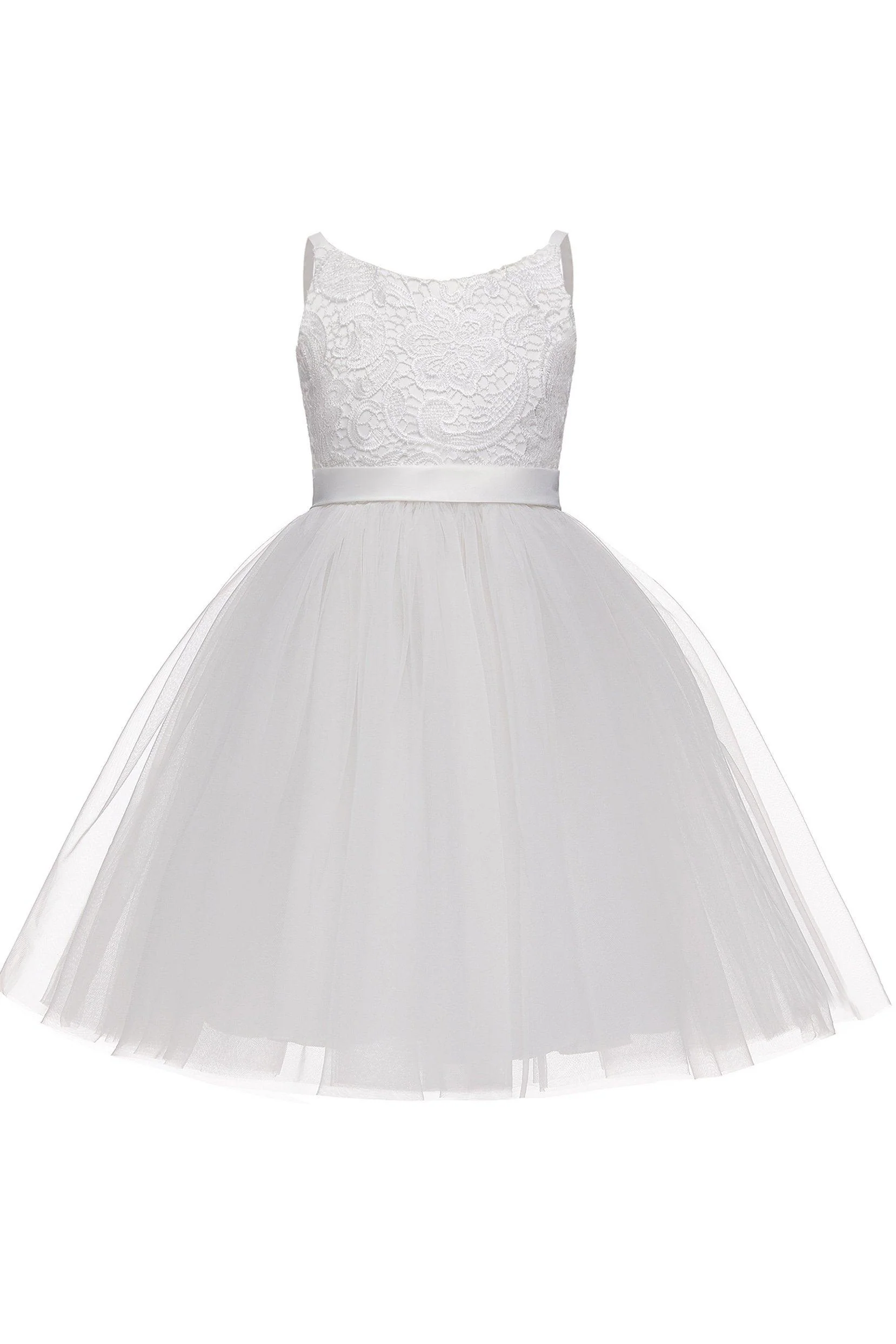A-Line Knee Length Tulle Lace Flower Girl Dress CF0294