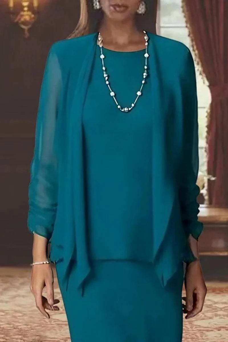 Sheath Scoop Neck Long Sleeves Floor Length Mother Dresses CM0365