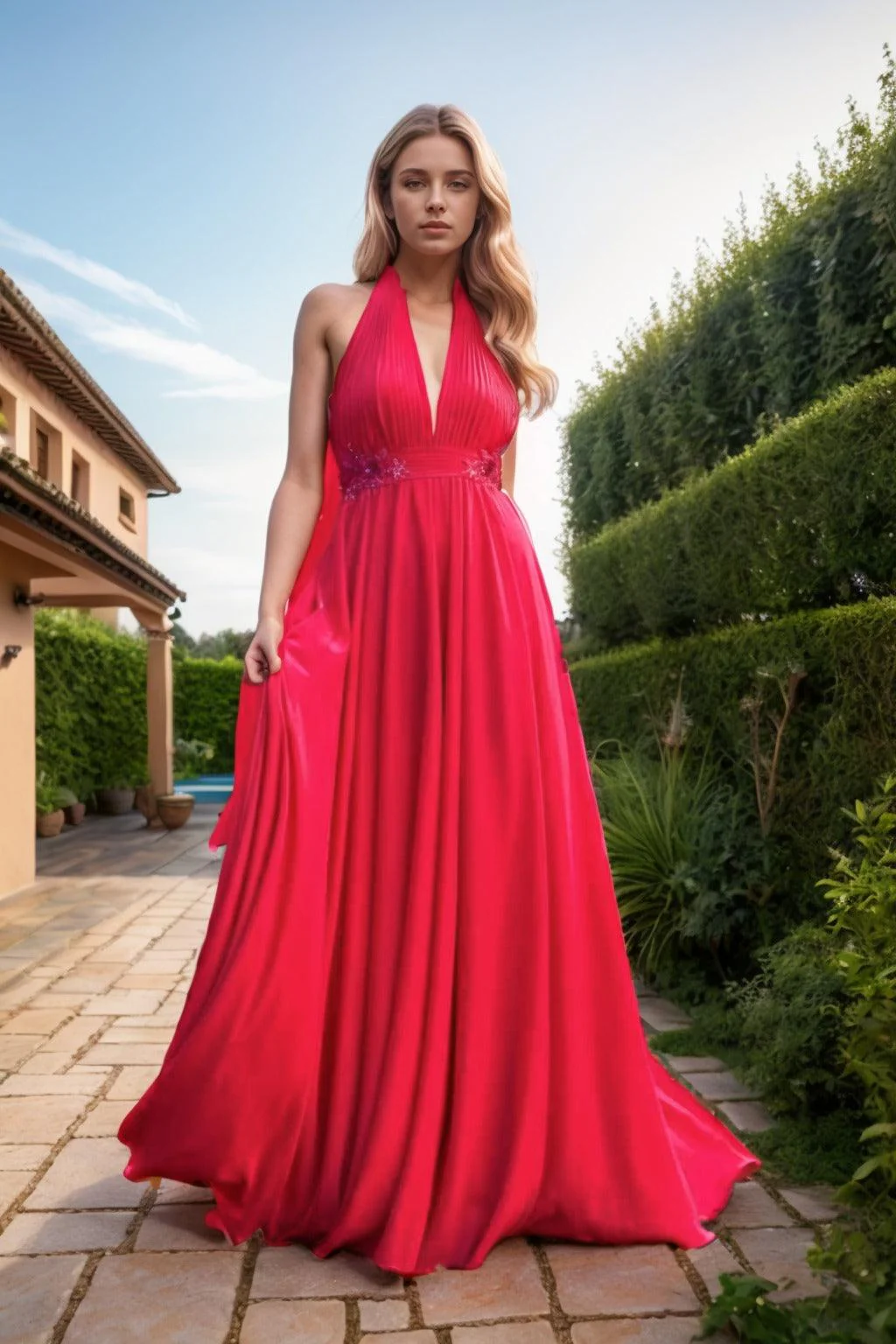 A-Line Sweep-Brush Train Chiffon Prom Dress CS0457