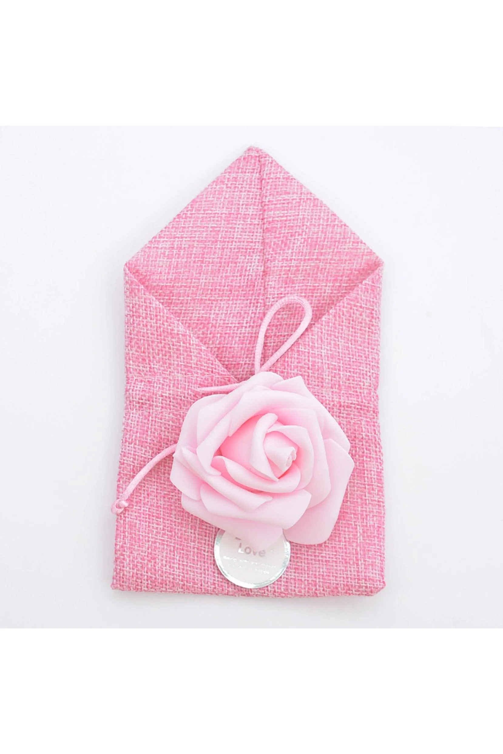 Jute Favor Bags with PE Flower and Gift Tag CGF0249 (Set of 12 pcs)