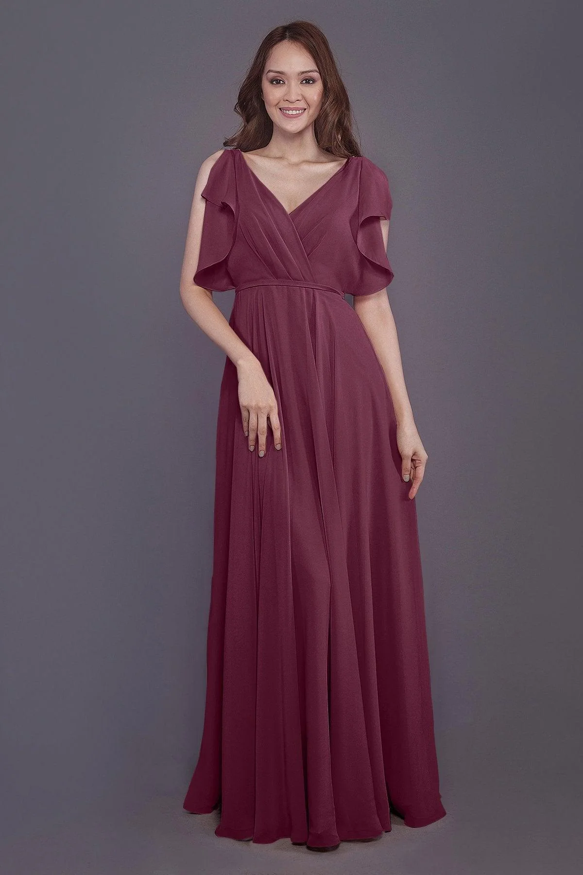 Sheath-Column Floor Length Chiffon Bridesmaid Dress PR3568