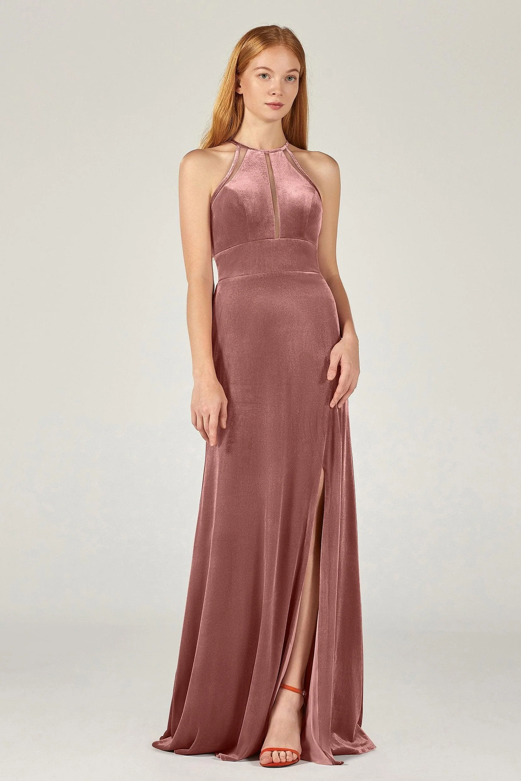 A-Line Floor Length Velvet Bridesmaid Dress Formal Dresses CB0362