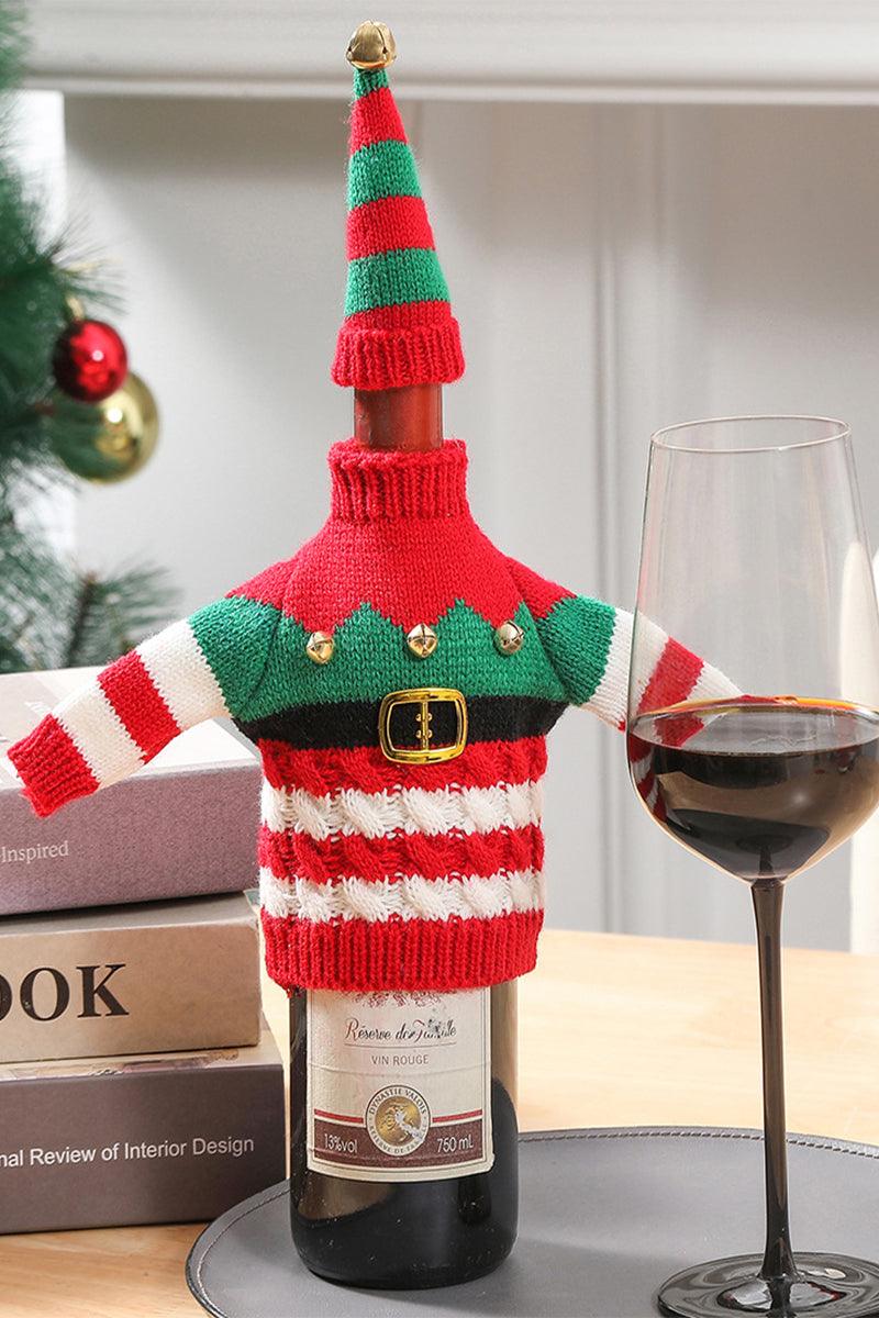 Christmas decorations wine knit bottle set holiday scene layout 768517703785