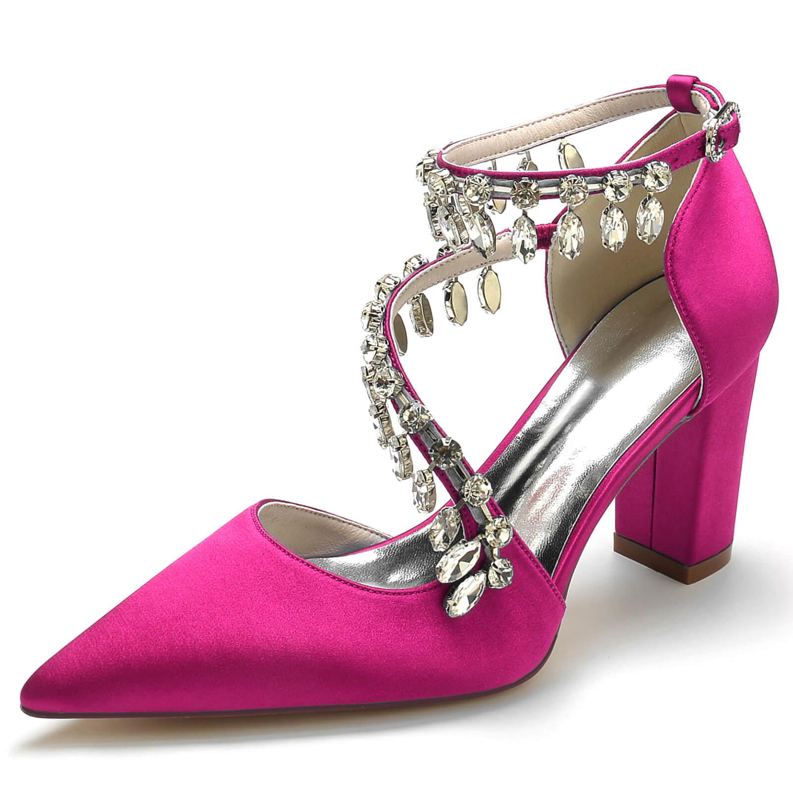 Chunky Heel 8.5cm Silk-Like Shoes CK0195