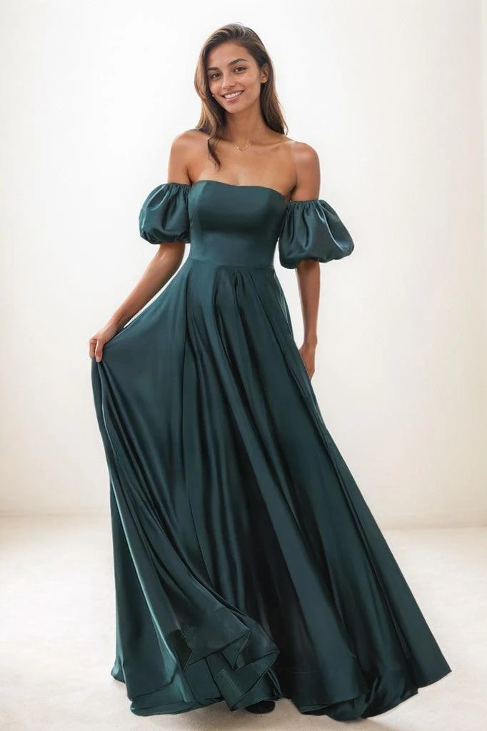 Off-Shoulder A-Line Floor-Length Prom Dresses CS0800
