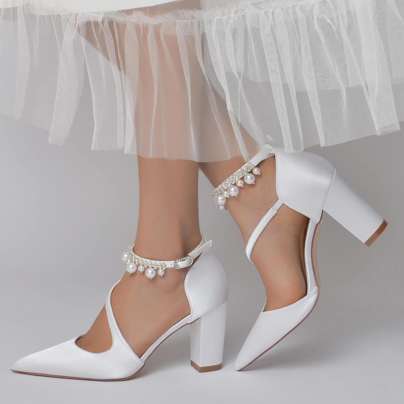 Chunky Heel 8.5cm Silk-Like Shoes CK0194