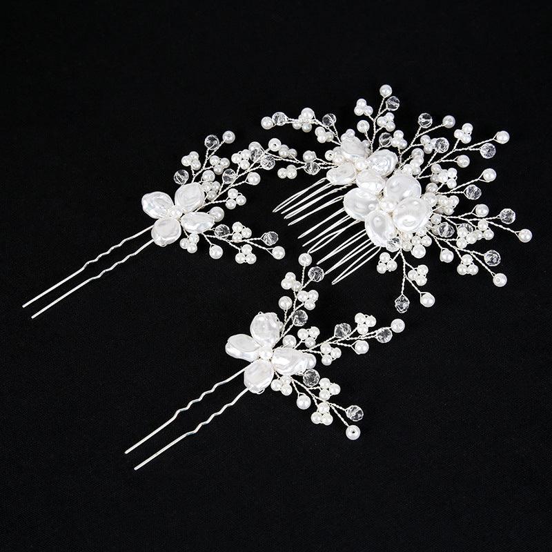 White Pearl Bride Combs 3 pieces 671252216580
