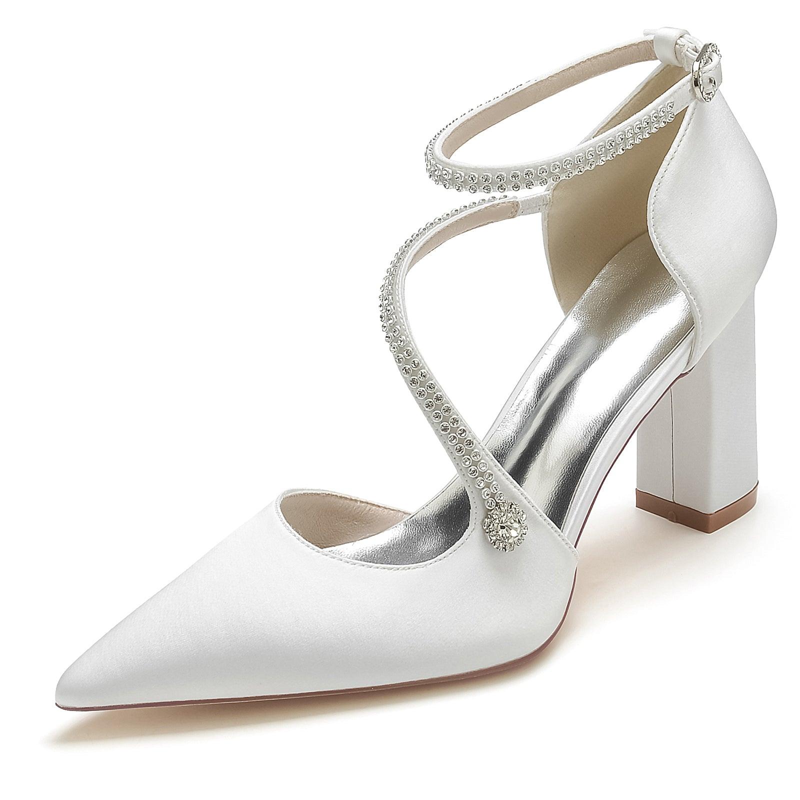 Chunky Heel 8.5cm Silk-Like Shoes CK0193