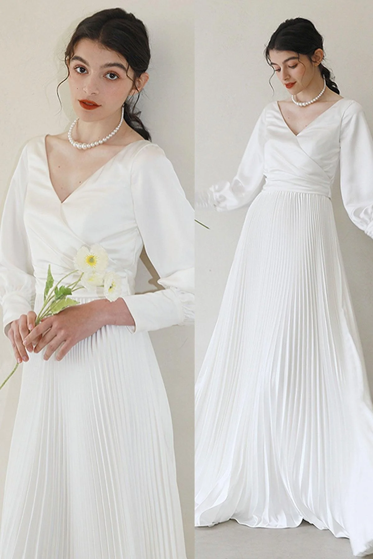 A-Line Sweep-Brush Train Crushed Material Wedding Dress CW3051