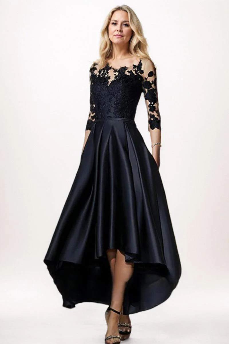 A-Line High-Low Satin Mother Dress CM0244