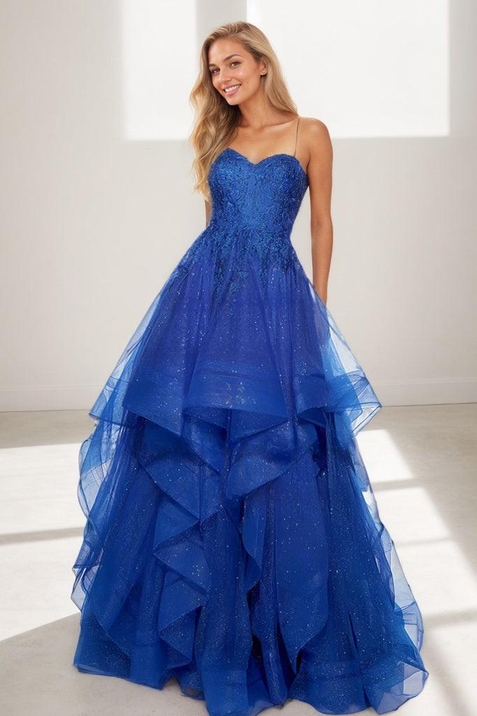 Ball Gown Sweetheart Tiered Skirt Tulle Prom Dresses CS0842