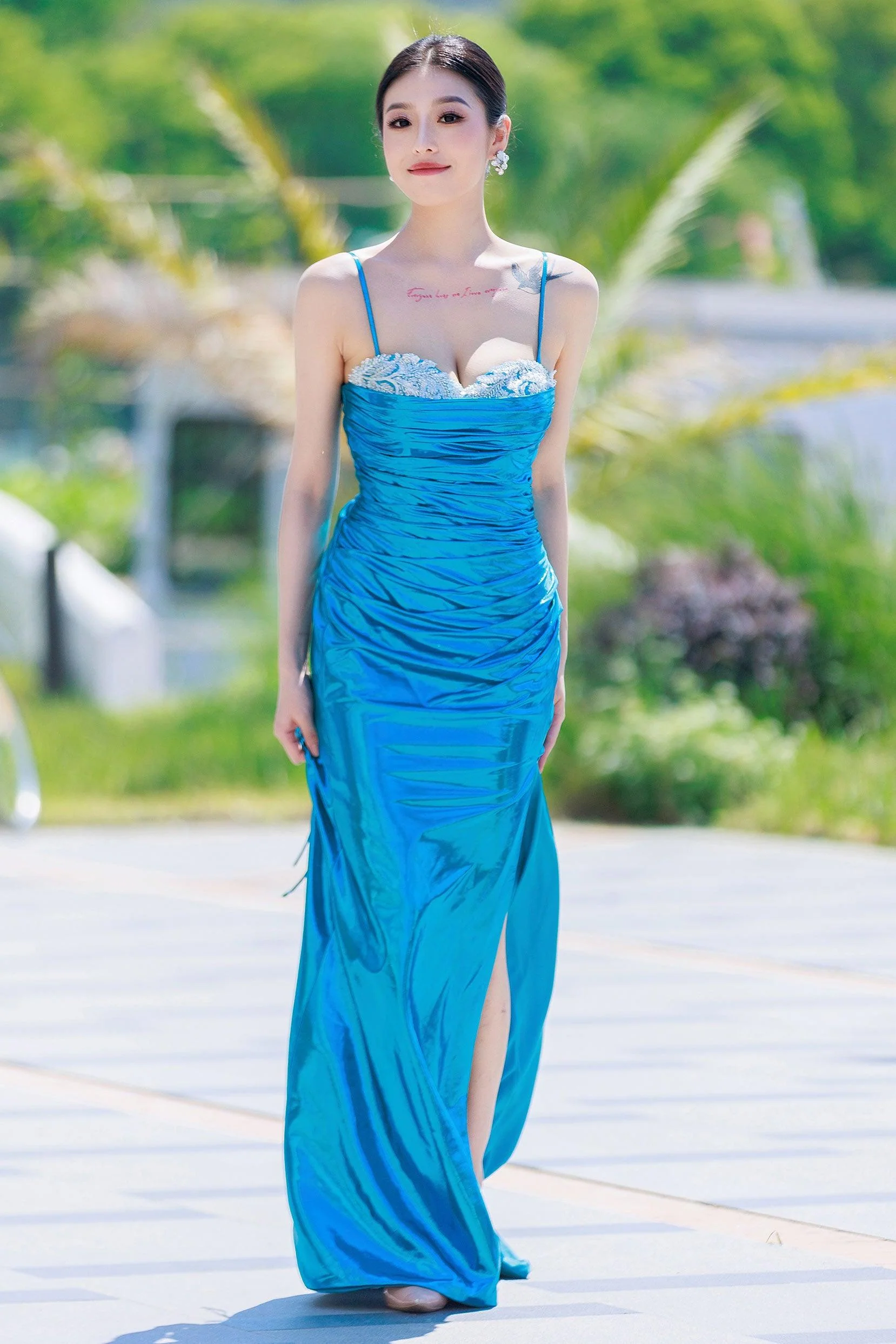 Sheath-Column Floor Length Hot Stamping Cloth Prom Dress CS0502