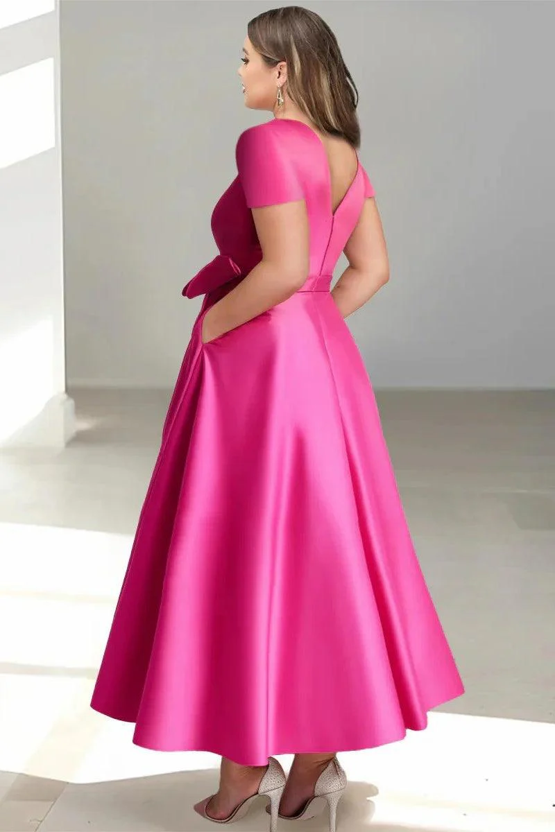 A Line V Neck Mother of the Bride Dresses with Pockets CM0350