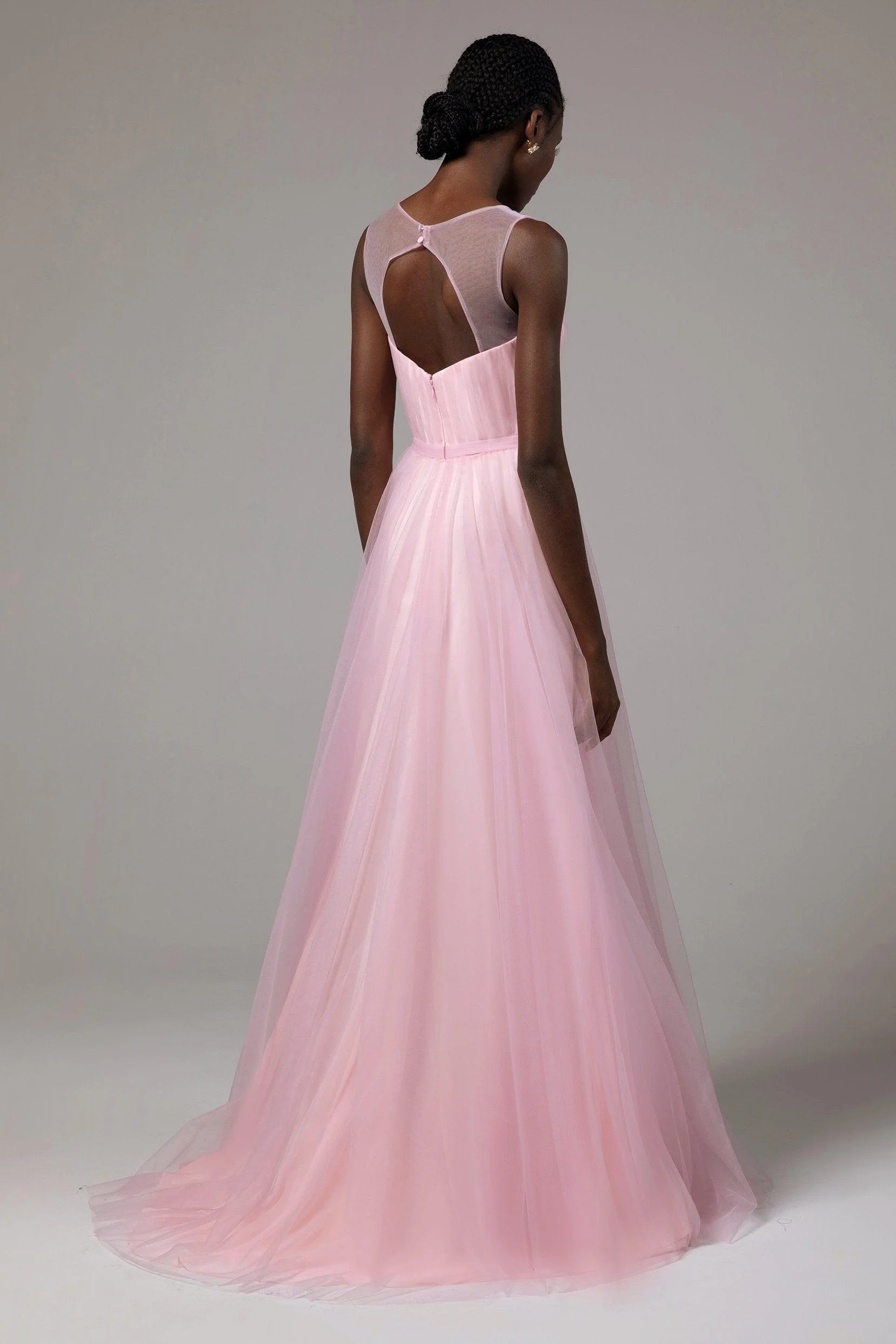 A-Line Floor Length Tulle/Chiffon Bridesmaid Dress CB0392
