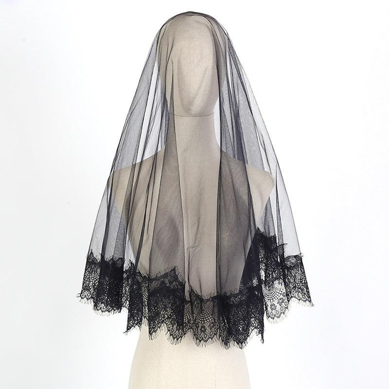 Halloween Headwear Ghost Bridal Veil Black Short 639063655722