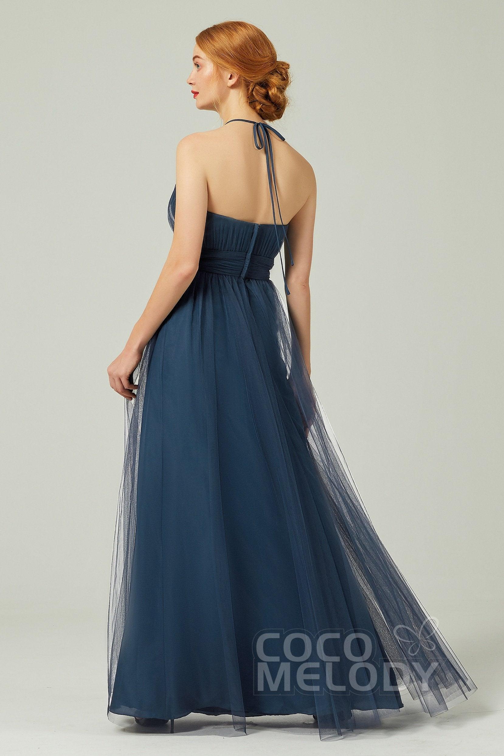 A-Line Floor Length Tulle Bridesmaid Dress CB0334PS