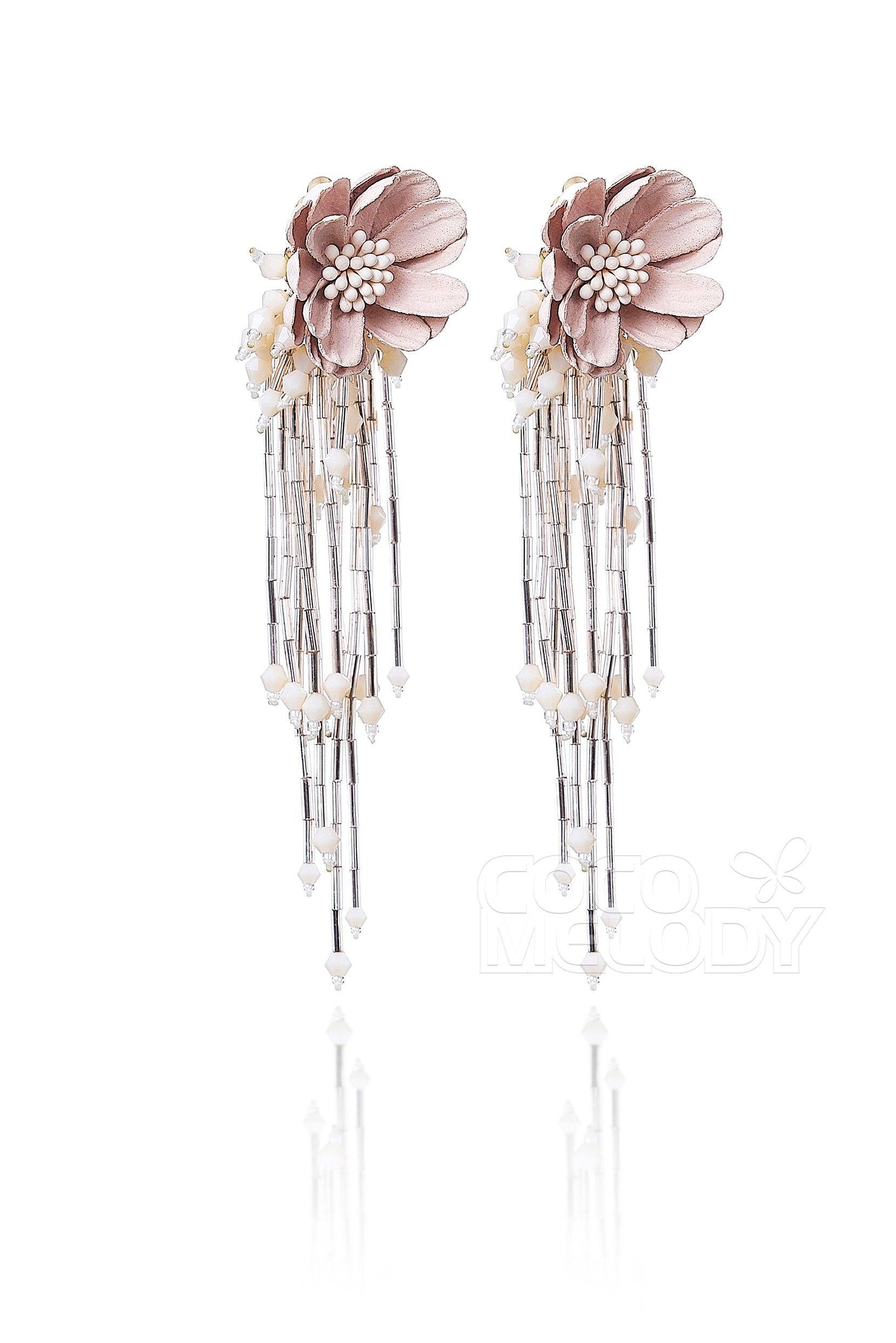 Cute Flower Wedding Earrings with Beading HG18001