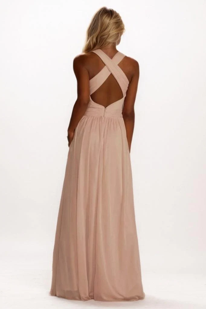 A-Line Maxi Chiffon Bridesmaid Dress CB0786